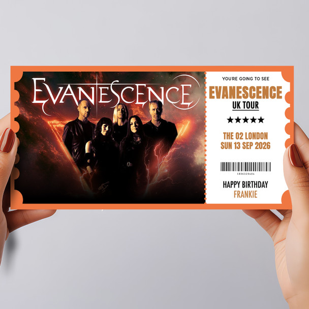Evanescence Tour Personalised Gift Voucher Surprise Concert Ticket
