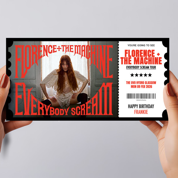 Florence The Machine Concert Tour Personalised Gift Voucher Surprise Ticket
