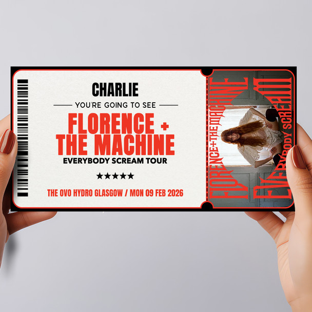 Florence And The Machine Tour Personalised Gift Voucher Surprise Concert Ticket