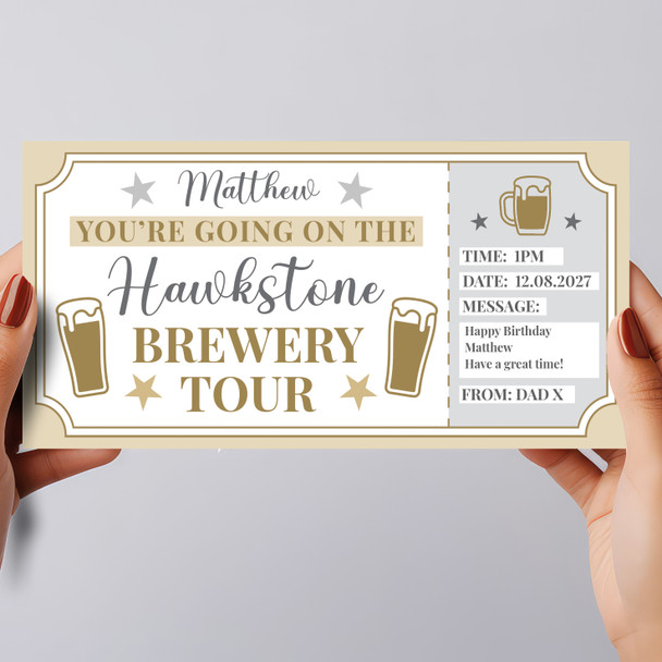 Hawkstone Brewery Tour Gold Star Personalised Gift Voucher Surprise Ticket