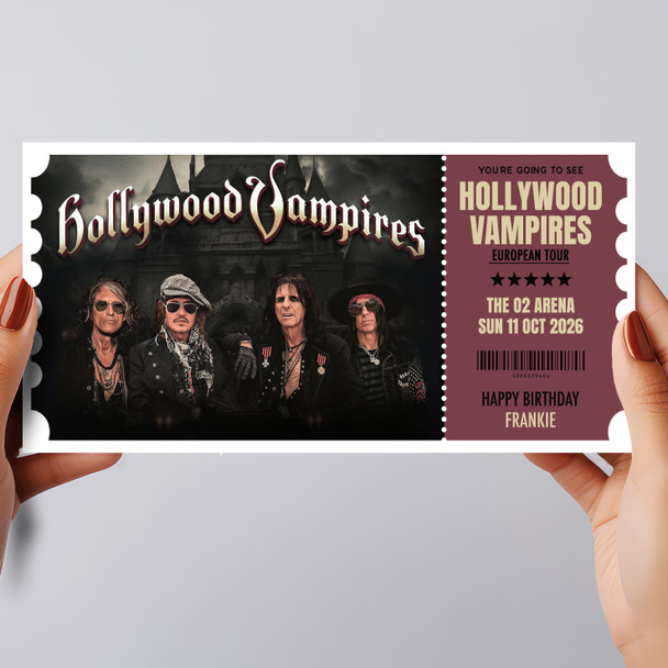 Hollywood Vampires Concert Tour Personalised Gift Voucher Surprise Ticket