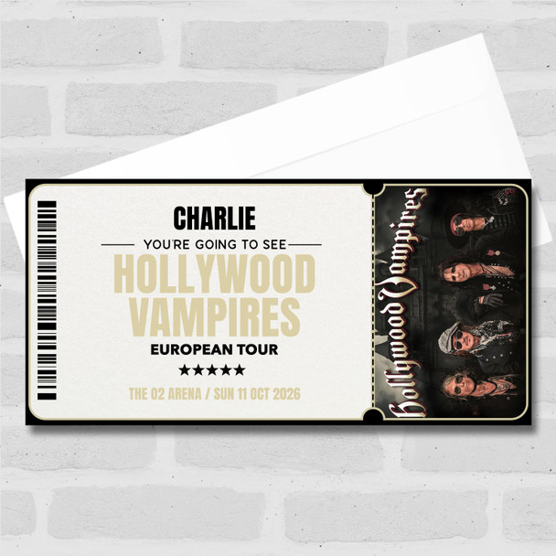 Hollywood Vampires European Tour Personalised Voucher Surprise Concert Ticket