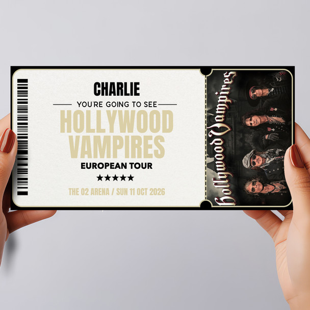 Hollywood Vampires European Tour Personalised Voucher Surprise Concert Ticket