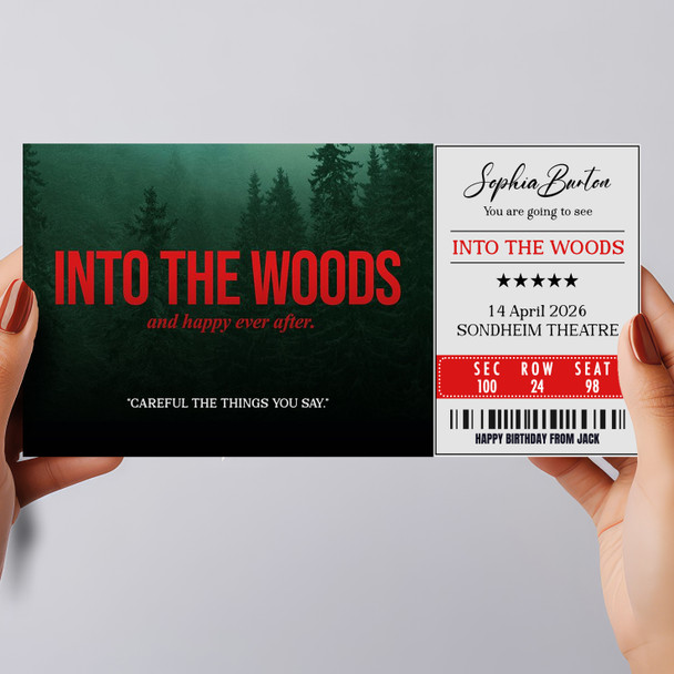 Into The Woods Personalised Gift Voucher Surprise Theatre Ticket