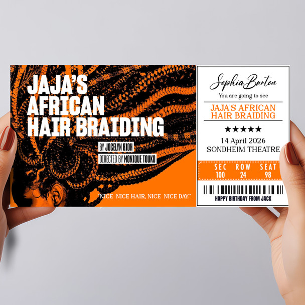 Jaja's African Hair Braiding Personalised Gift Voucher Surprise Theatre Ticket