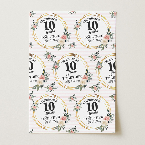 Personalised Wrapping Paper Wedding Anniversary Any Year Custom Gift Wrap