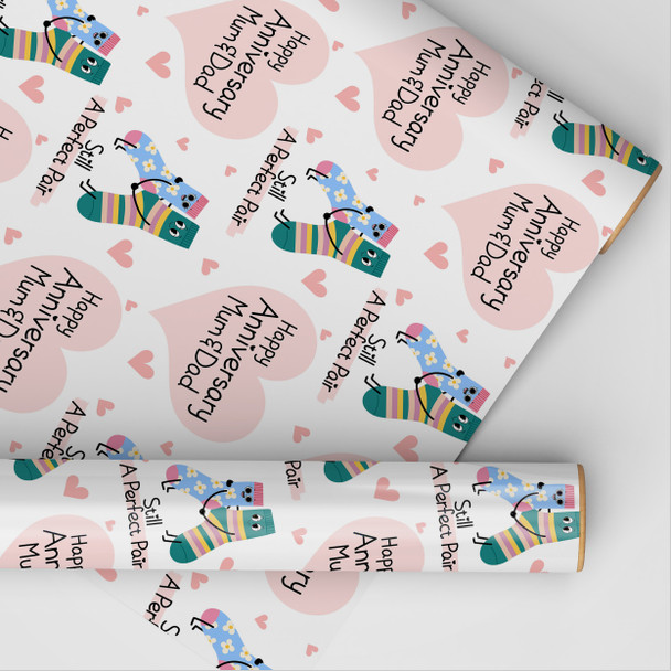 Personalised Wrapping Paper Wedding Anniversary Funny Socks Couple Gift Wrap