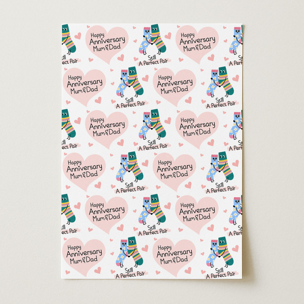 Personalised Wrapping Paper Wedding Anniversary Funny Socks Couple Gift Wrap