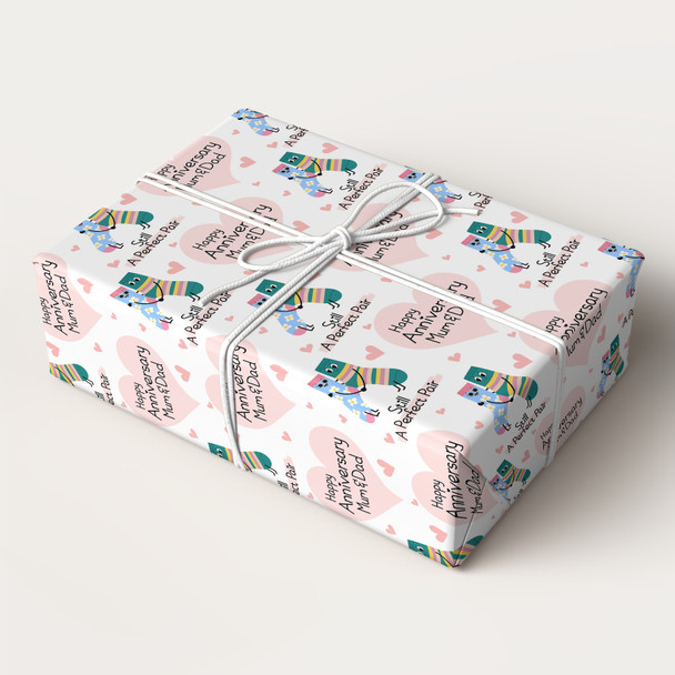 Personalised Wrapping Paper Wedding Anniversary Funny Socks Couple Gift Wrap