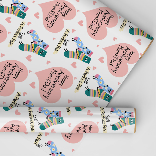 Personalised Wrapping Paper Wedding Anniversary Socks Couple Custom Gift Wrap