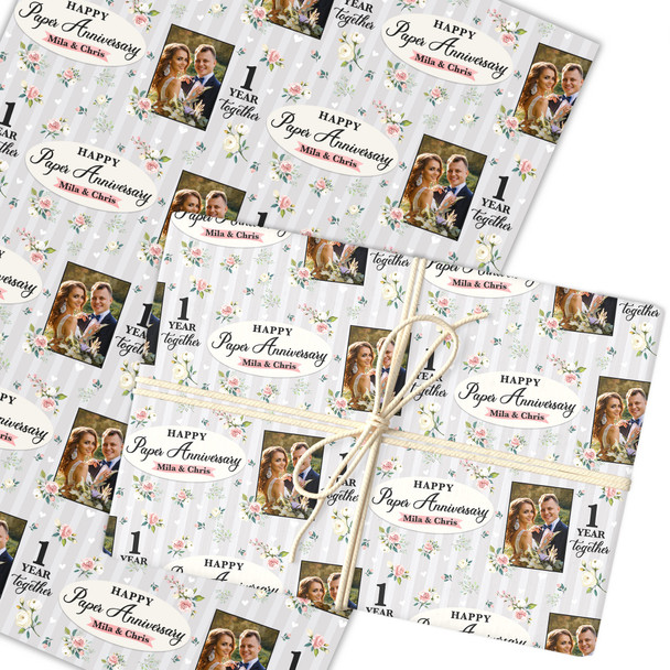 Personalised Wrapping Paper 1st Paper Wedding Anniversary Photo Gift Wrap