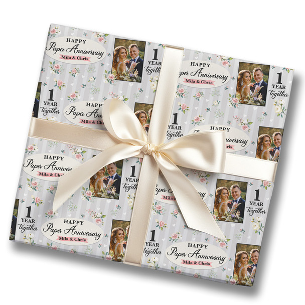 Personalised Wrapping Paper 1st Paper Wedding Anniversary Photo Gift Wrap