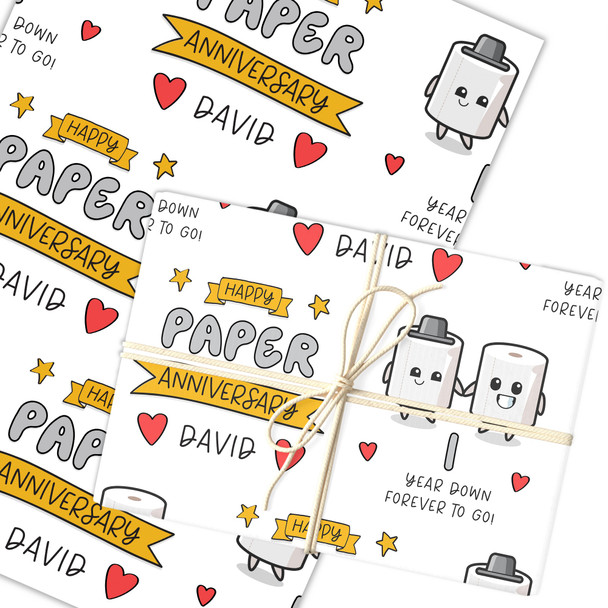 Personalised Wrapping Paper 1st Wedding Anniversary 1 Year Paper Toilet Roll
