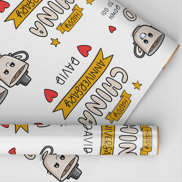 Personalised Wrapping Paper 20th Wedding Anniversary 20 Year China Gift Wrap