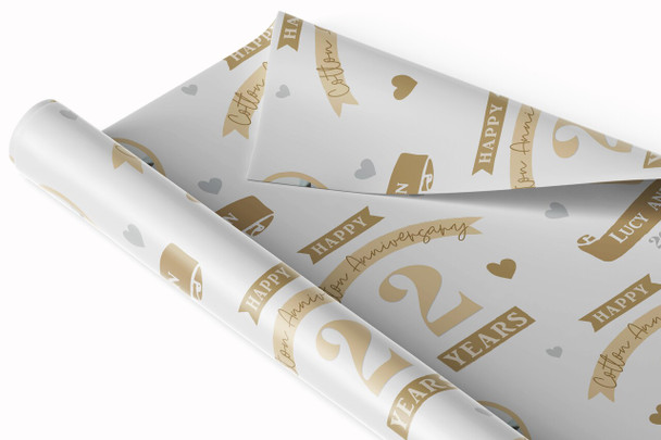 Personalised Wrapping Paper 2nd Wedding Anniversary 2 Year Photo Cotton Heart