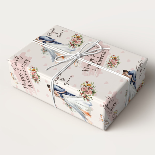 Personalised Wrapping Paper 30th Pearl Wedding Anniversary Couple Gift Wrap