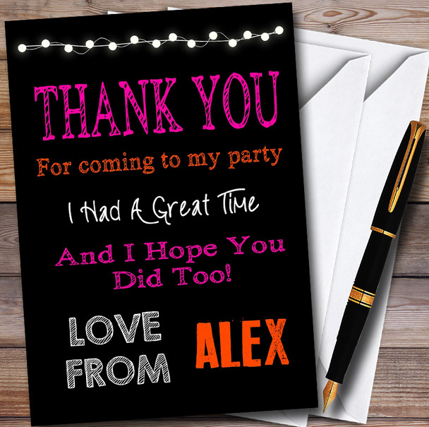 Pink Orange & Black Halloween Halloween Party Thank You Cards