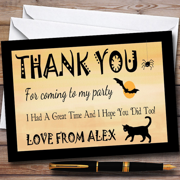 Scary Black Cat Halloween Halloween Party Thank You Cards