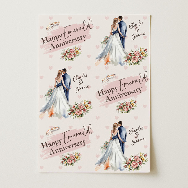 Personalised Wrapping Paper 55th Emerald Wedding Anniversary Wedding Couple