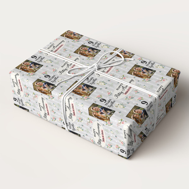 Personalised Wrapping Paper 9th Pottery Wedding Anniversary Photo Gift-Wrap