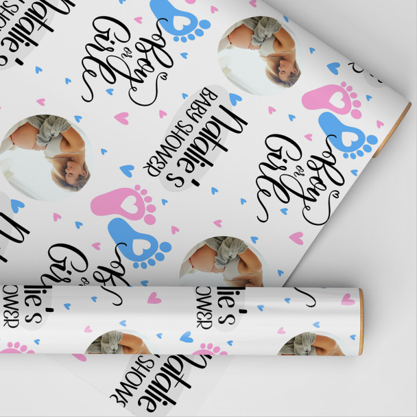 Personalised Wrapping Paper Baby Shower Gender Reveal Feet Boy Or Girl Photo