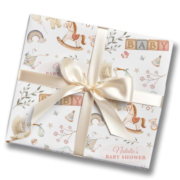 Personalised Wrapping Paper Baby Shower Watercolour Custom Gift Wrap