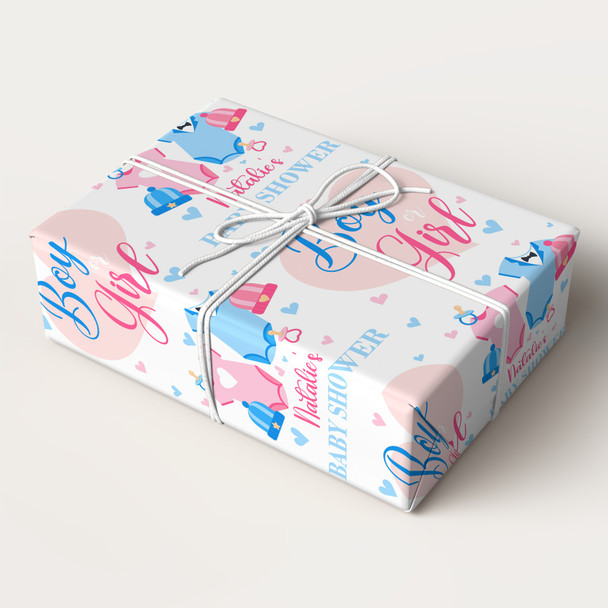 Personalised Wrapping Paper Baby Shower Boy Girl Gender Reveal Custom Gift Wrap