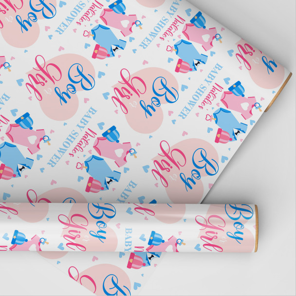Personalised Wrapping Paper Baby Shower Boy Or Girl Gender Reveal Gift Wrap
