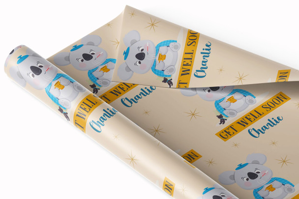 Personalised Wrapping Paper Get Well Soon Koala Mug Custom Gift Wrap