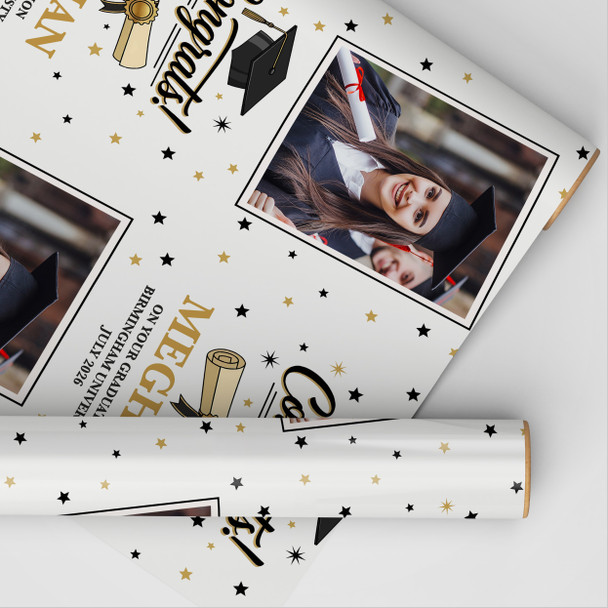 Personalised Wrapping Paper Graduation Congrats Graduation Hat Photo Gift Wrap