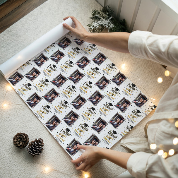 Personalised Wrapping Paper Graduation Congrats Hat Photo Custom Gift Wrap