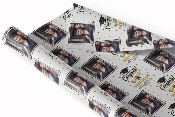 Personalised Wrapping Paper Graduation Congrats Hat Photo Custom Gift Wrap