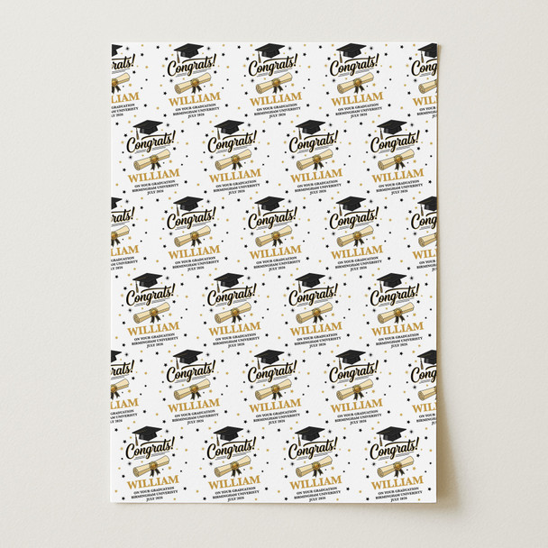 Personalised Wrapping Paper Graduation Congrats Custom Gift Wrap