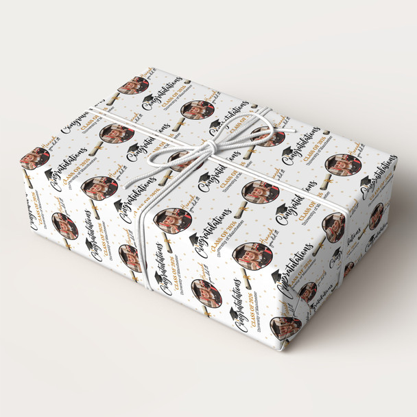 Personalised Wrapping Paper Graduation Hat Round Photo Custom Gift Wrap
