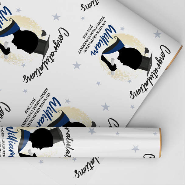 Personalised Wrapping Paper Graduation Male Him Graduation Hat Custom Gift Wrap