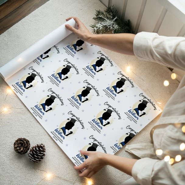 Personalised Wrapping Paper Graduation Male Him Graduation Hat Custom Gift Wrap