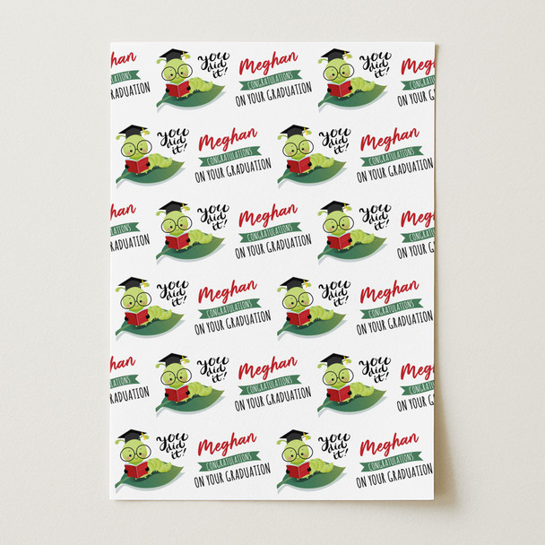 Personalised Wrapping Paper Graduation You Did It Bug With Glasses Gift Wrap