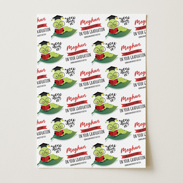 Personalised Wrapping Paper Graduation You Did It Bug Custom Gift Wrap