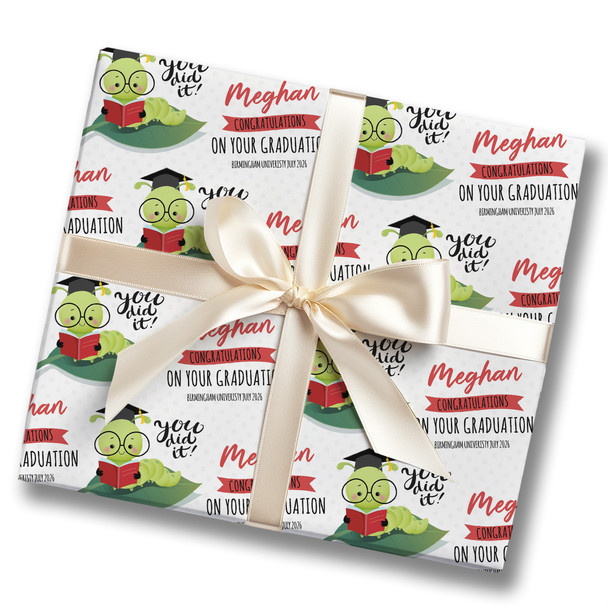 Personalised Wrapping Paper Graduation You Did It Bug Custom Gift Wrap