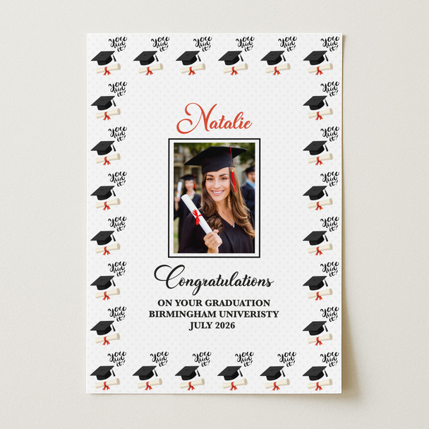 Personalised Wrapping Paper Graduation You Did It Graduation Hat Photo Gift Wrap