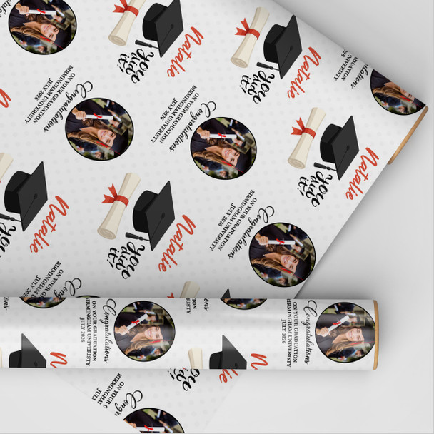 Personalised Wrapping Paper Graduation You Did It Hat Round Photo Gift Wrap