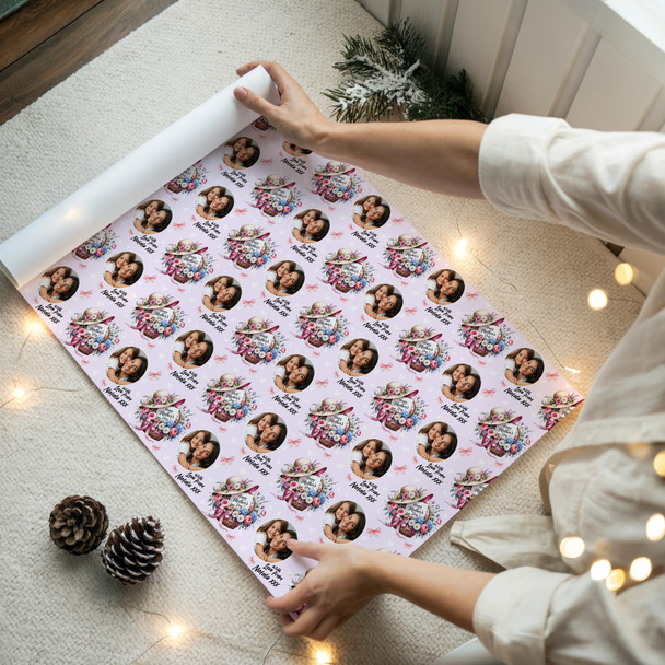 Personalised Wrapping Paper Mother's Day Floral Basket Photo Custom Gift Wrap