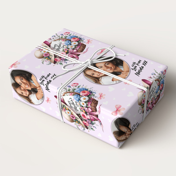 Personalised Wrapping Paper Mother's Day Flower Basket Photo Custom Gift Wrap