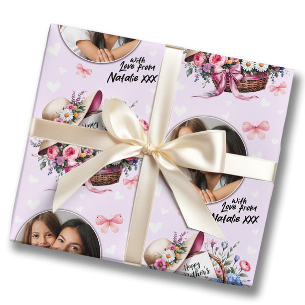 Personalised Wrapping Paper Mother's Day Flower Basket Photo Custom Gift Wrap