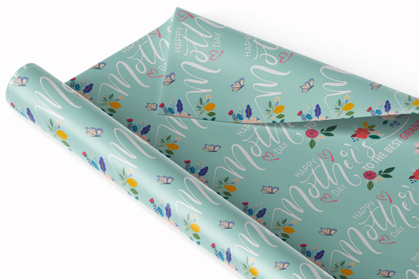 Personalised Wrapping Paper Mother's Day Grandma Mint Green Custom Gift Wrap
