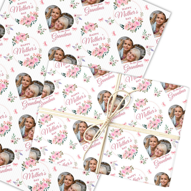 Personalised Wrapping Paper Mother's Day Grandma Pink Heart Photo Gift Wrap