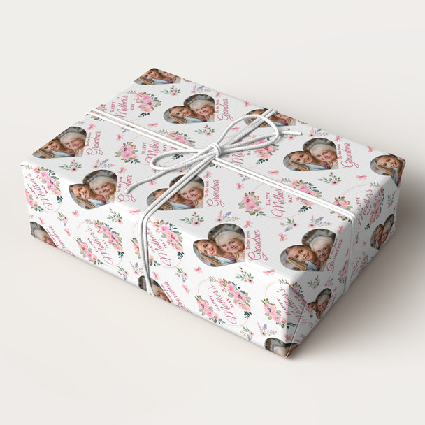 Personalised Wrapping Paper Mother's Day Grandma Pink Heart Photo Gift Wrap