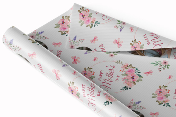 Personalised Wrapping Paper Mother's Day Grandma Flower Heart Photo Gift Wrap