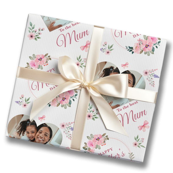 Personalised Wrapping Paper Mother's Day Mum Pink Floral Heart Photo Gift Wrap