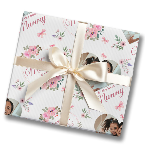 Personalised Wrapping Paper Mother's Day Mummy Pink Flower Heart Photo Gift Wrap